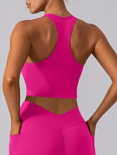 Square Neck Racerback Cropped Tank - FitFemme.Shop
