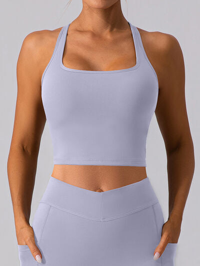 Square Neck Racerback Cropped Tank - FitFemme.Shop