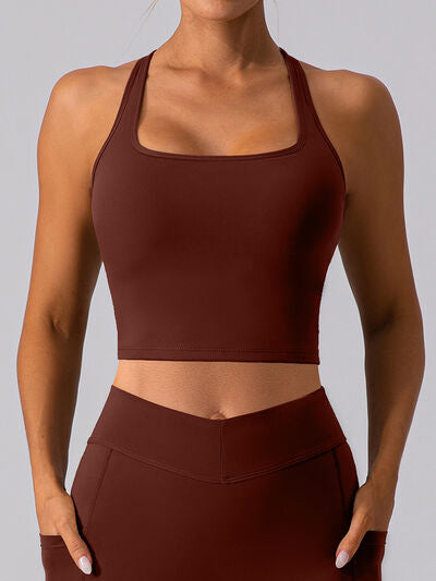 Square Neck Racerback Cropped Tank - FitFemme.Shop