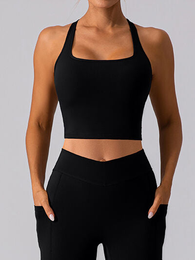 Square Neck Racerback Cropped Tank - FitFemme.Shop