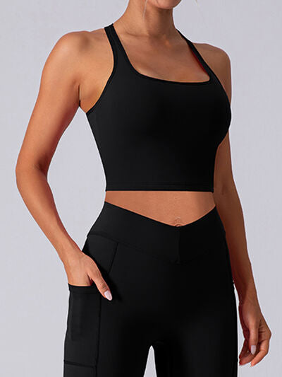 Square Neck Racerback Cropped Tank - FitFemme.Shop
