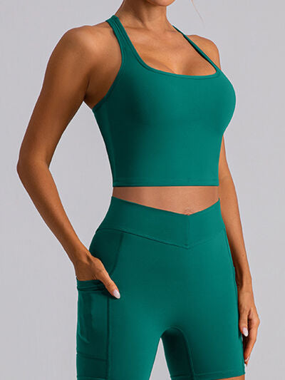 Square Neck Racerback Cropped Tank - FitFemme.Shop