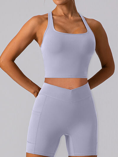 Square Neck Racerback Cropped Tank - FitFemme.Shop