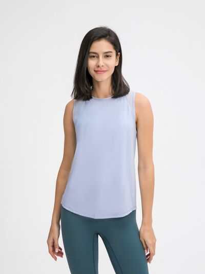 Millennia Cutout Back Round Neck Active Tank - FitFemme.Shop