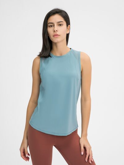 Millennia Cutout Back Round Neck Active Tank - FitFemme.Shop
