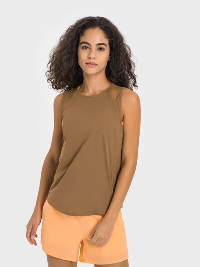 Millennia Cutout Back Round Neck Active Tank - FitFemme.Shop