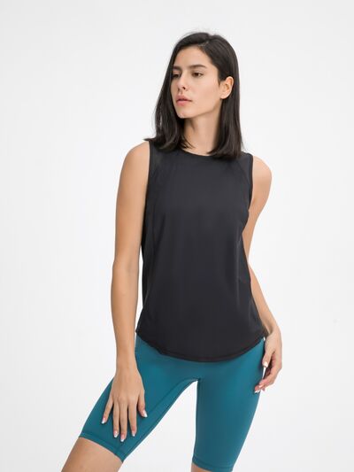Millennia Cutout Back Round Neck Active Tank - FitFemme.Shop