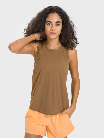 Millennia Cutout Back Round Neck Active Tank - FitFemme.Shop