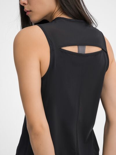Millennia Cutout Back Round Neck Active Tank - FitFemme.Shop