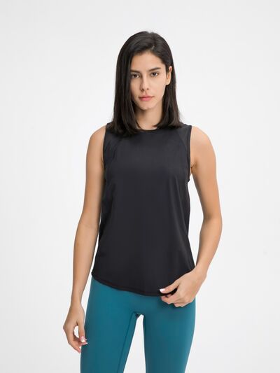 Millennia Cutout Back Round Neck Active Tank - FitFemme.Shop