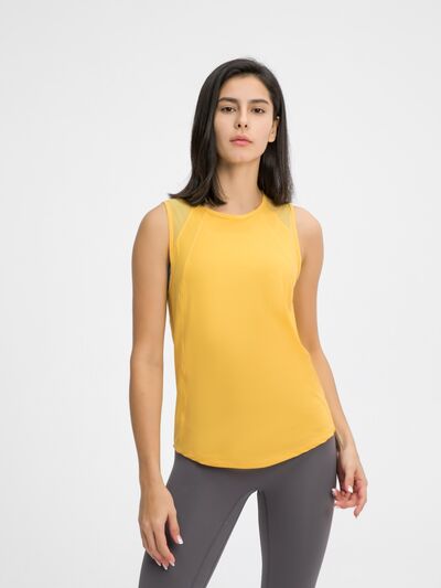 Millennia Cutout Back Round Neck Active Tank - FitFemme.Shop