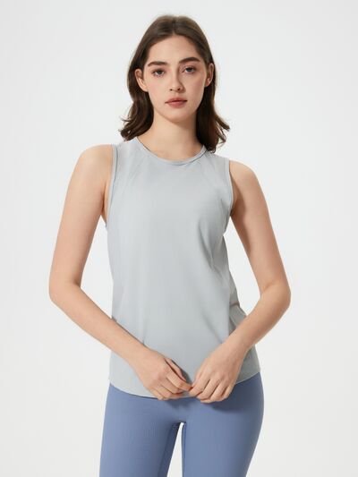 Millennia Cutout Back Round Neck Active Tank - FitFemme.Shop