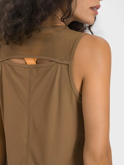 Millennia Cutout Back Round Neck Active Tank - FitFemme.Shop