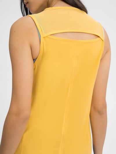 Millennia Cutout Back Round Neck Active Tank - FitFemme.Shop