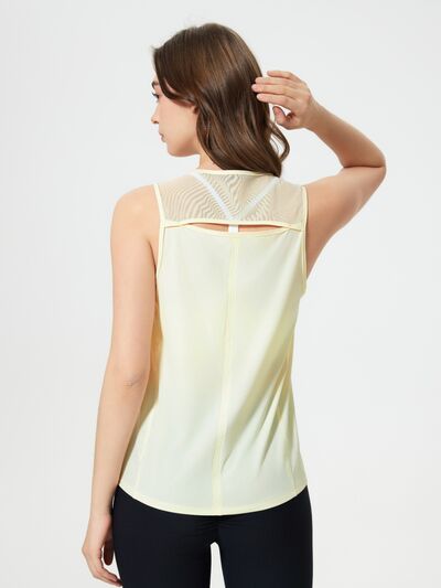 Millennia Cutout Back Round Neck Active Tank - FitFemme.Shop