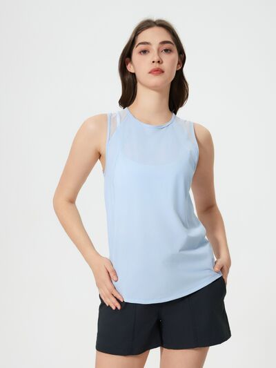 Millennia Cutout Back Round Neck Active Tank - FitFemme.Shop