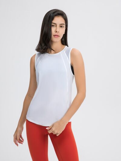 Millennia Cutout Back Round Neck Active Tank - FitFemme.Shop