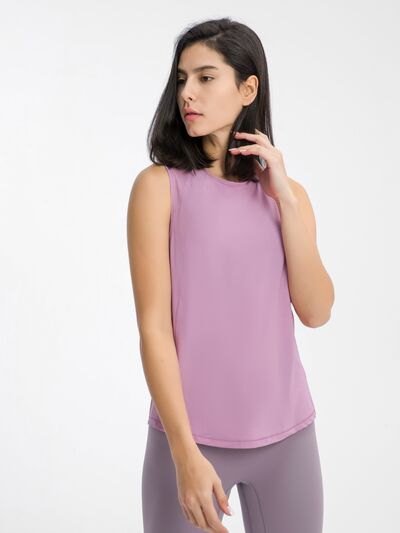 Millennia Cutout Back Round Neck Active Tank - FitFemme.Shop