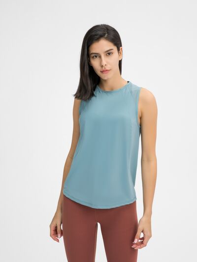 Millennia Cutout Back Round Neck Active Tank - FitFemme.Shop