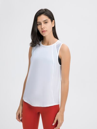 Millennia Cutout Back Round Neck Active Tank - FitFemme.Shop