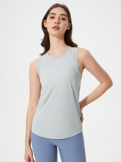 Millennia Cutout Back Round Neck Active Tank - FitFemme.Shop