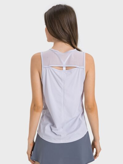 Millennia Cutout Back Round Neck Active Tank - FitFemme.Shop