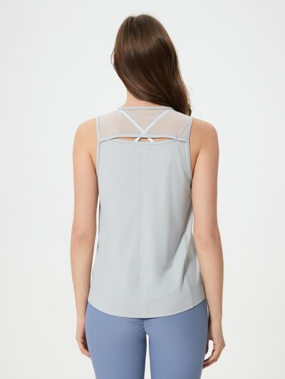 Millennia Cutout Back Round Neck Active Tank - FitFemme.Shop