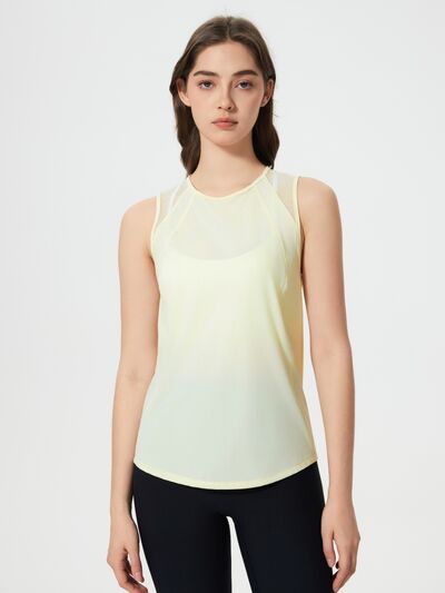 Millennia Cutout Back Round Neck Active Tank - FitFemme.Shop