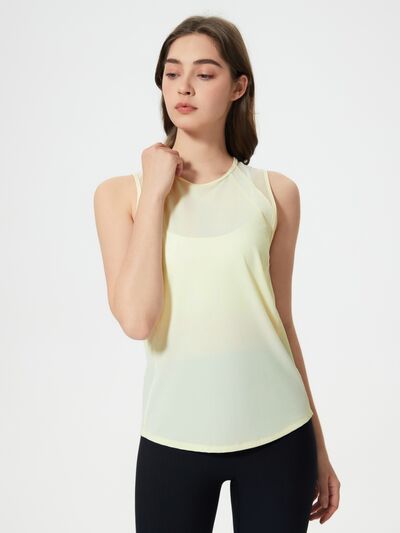Millennia Cutout Back Round Neck Active Tank - FitFemme.Shop
