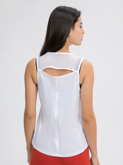 Millennia Cutout Back Round Neck Active Tank - FitFemme.Shop