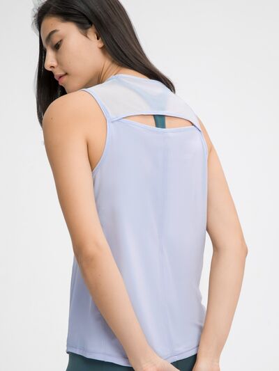 Millennia Cutout Back Round Neck Active Tank - FitFemme.Shop