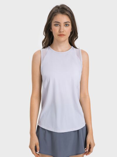 Millennia Cutout Back Round Neck Active Tank - FitFemme.Shop
