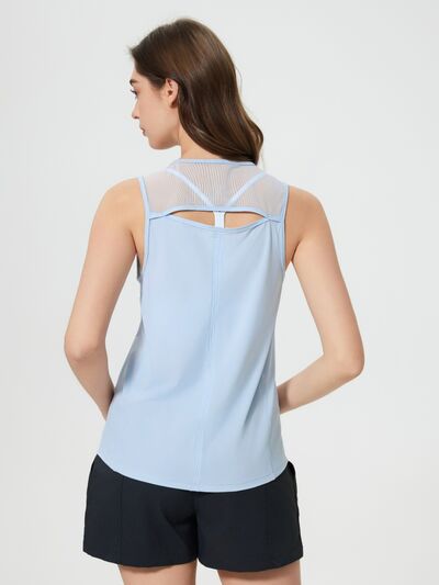 Millennia Cutout Back Round Neck Active Tank - FitFemme.Shop