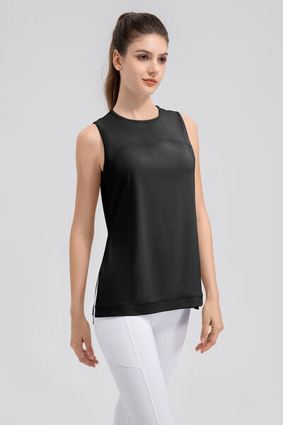 Slit Round Neck Tank - FitFemme.Shop