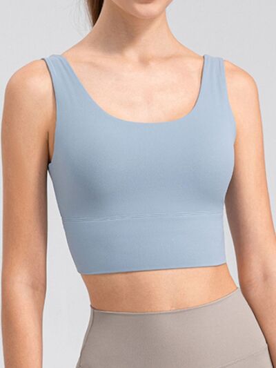 Scoop Neck Wide Strap Active Tank - FitFemme.Shop