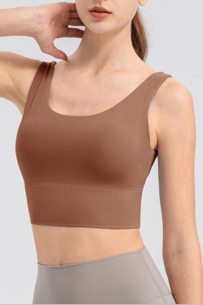 Scoop Neck Wide Strap Active Tank - FitFemme.Shop