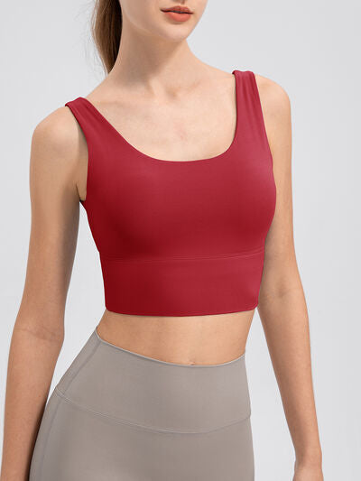 Scoop Neck Wide Strap Active Tank - FitFemme.Shop