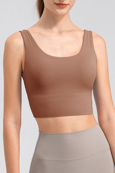 Scoop Neck Wide Strap Active Tank - FitFemme.Shop