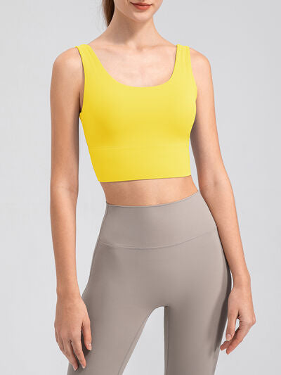 Scoop Neck Wide Strap Active Tank - FitFemme.Shop