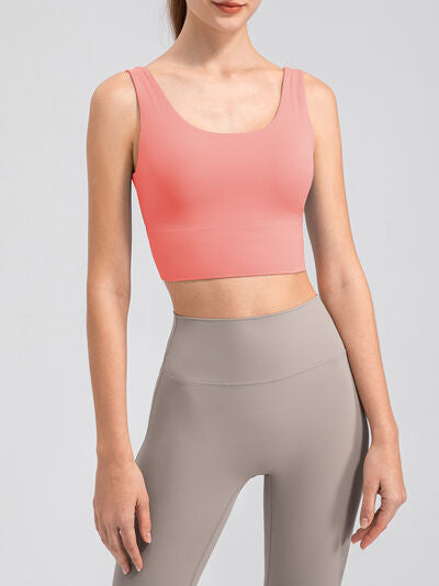 Scoop Neck Wide Strap Active Tank - FitFemme.Shop