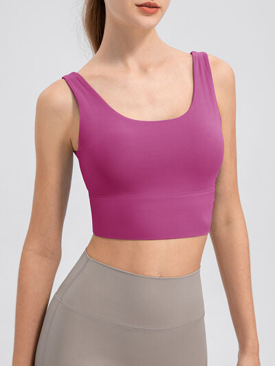 Scoop Neck Wide Strap Active Tank - FitFemme.Shop