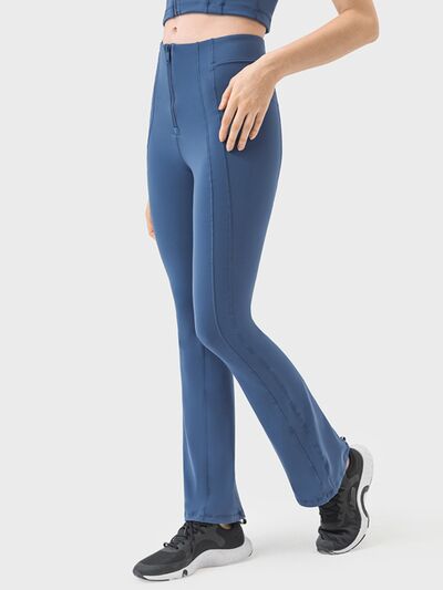 Millennia Zipper Detail High Waist Active Pants - FitFemme.Shop