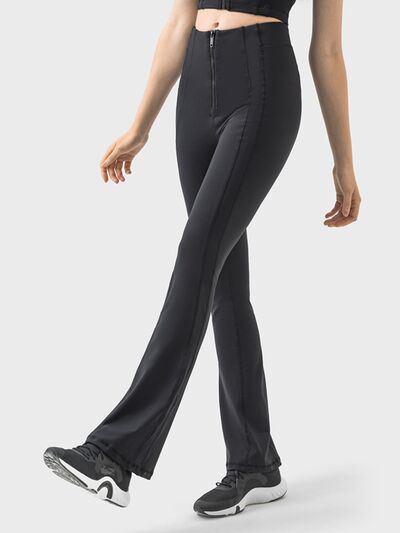 Millennia Zipper Detail High Waist Active Pants - FitFemme.Shop