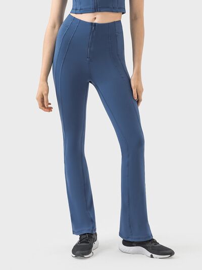 Millennia Zipper Detail High Waist Active Pants - FitFemme.Shop