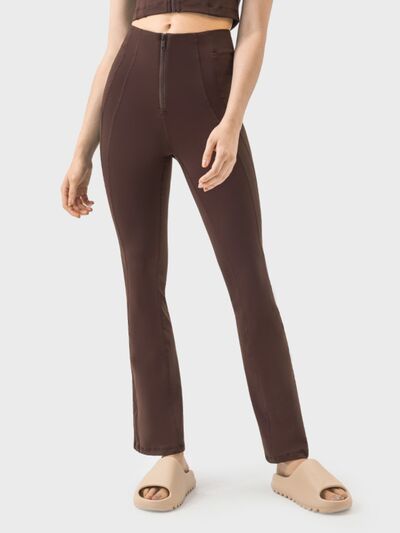 Millennia Zipper Detail High Waist Active Pants - FitFemme.Shop