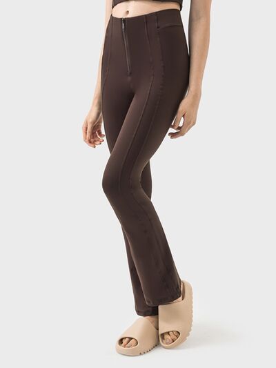 Millennia Zipper Detail High Waist Active Pants - FitFemme.Shop