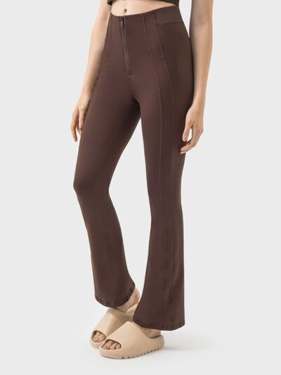 Millennia Zipper Detail High Waist Active Pants - FitFemme.Shop