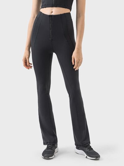 Millennia Zipper Detail High Waist Active Pants - FitFemme.Shop