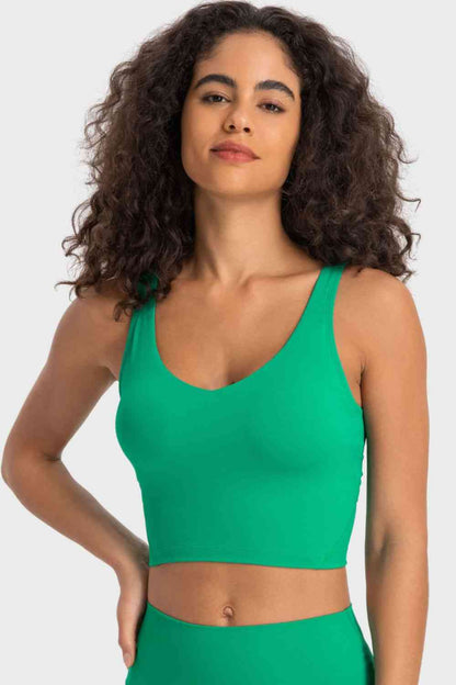 Millennia Deep V-Neck Crop Sports Bra - FitFemme.Shop