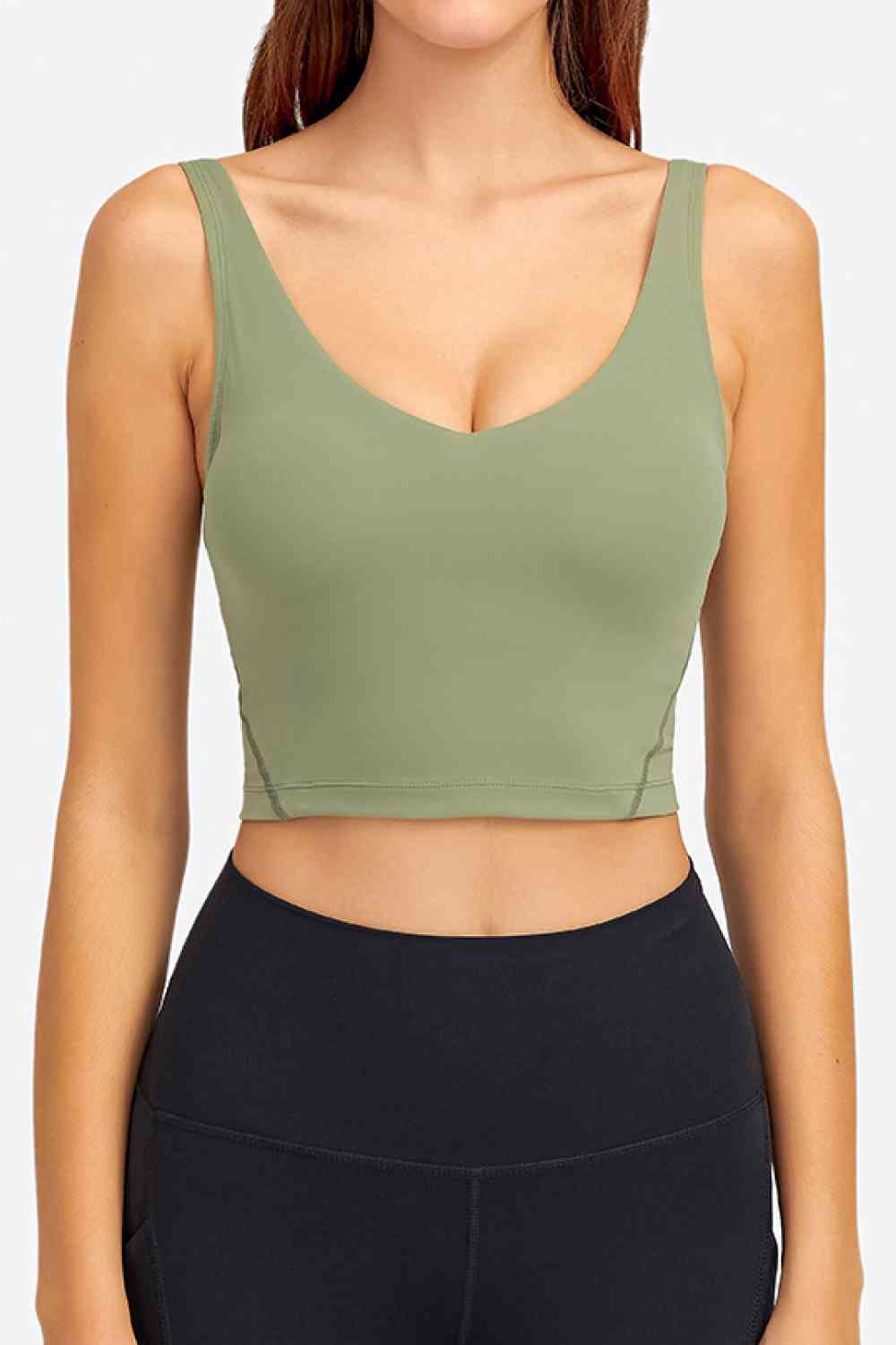 Millennia Deep V-Neck Crop Sports Bra - FitFemme.Shop